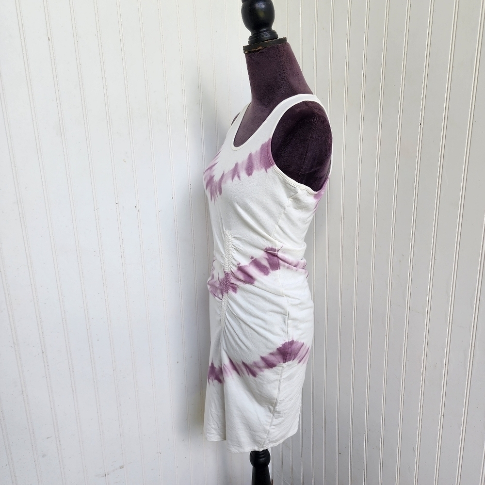 VENUS Women's Tie Dye Ruched Lounge Dress White & Purple Cotton Blend XS - Picture 5 of 16